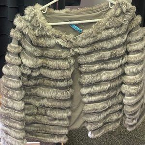 ALICE + OLIVIA REAL RABBIT FUR, CROPPED, SHRUG, JACKET (XS)